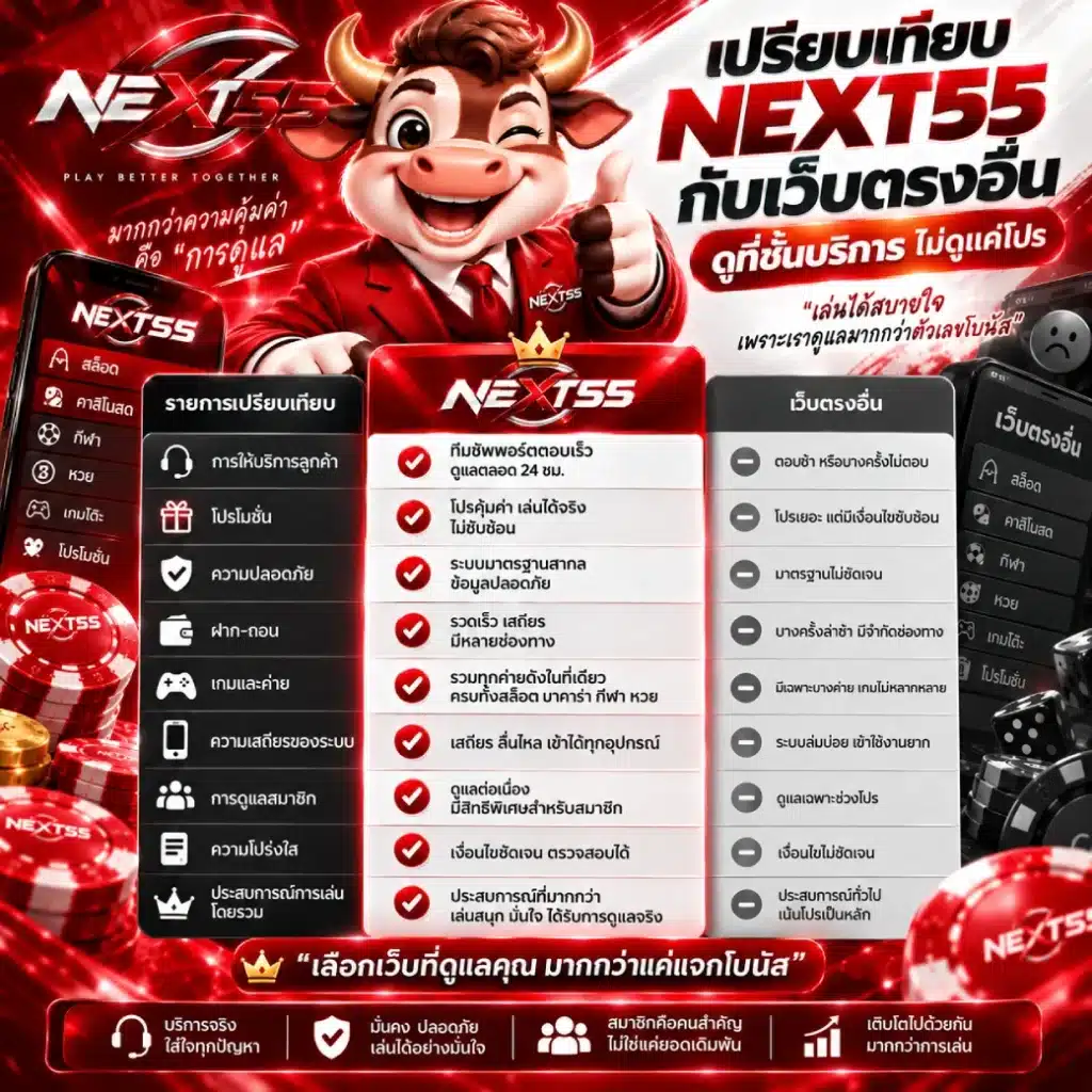 เปรียบเทียบ NEXT55 กับเว็บตรงอื่น